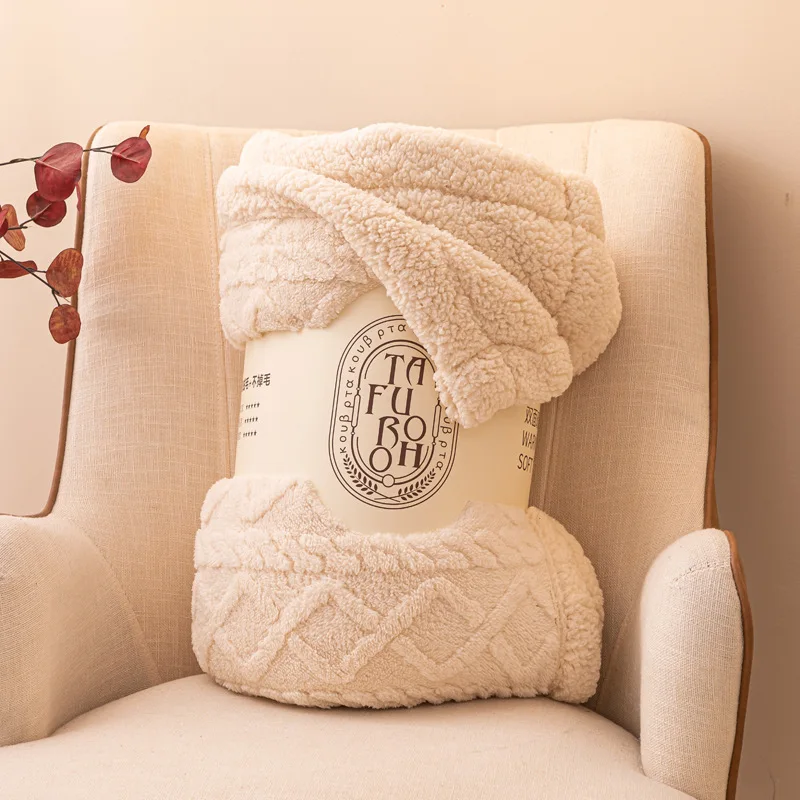 Nordic winter thick blanket, solid color Tuff blanket for sofa bed anti-static electrode simple soft blanket