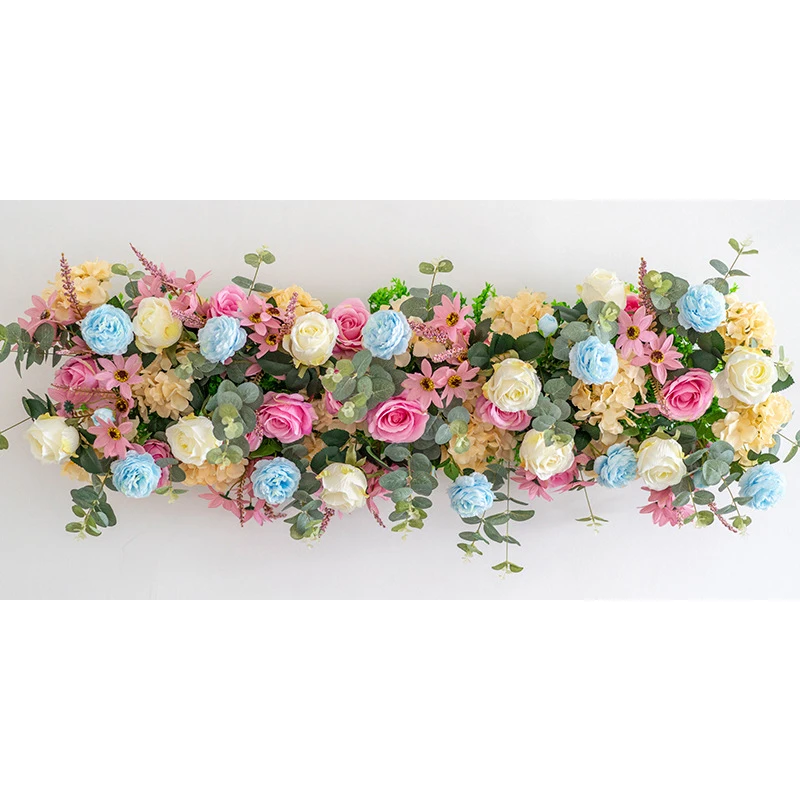O-X5872 High quality wedding table centerpieces decoration event party stage flower arch decoration silk withe flower runner