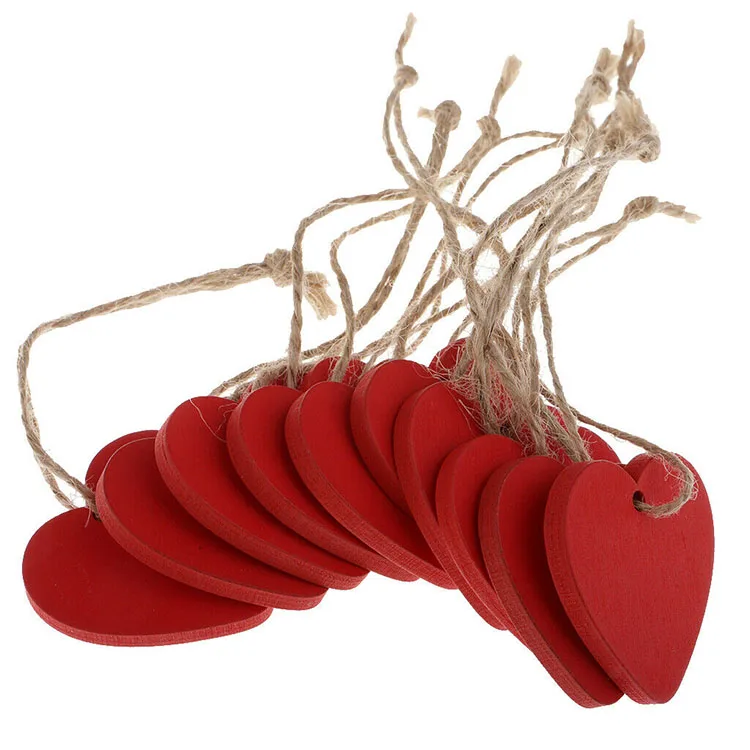 Simple Painted Small Wood Heart Message Gift Tags Signs Hanging Crafts