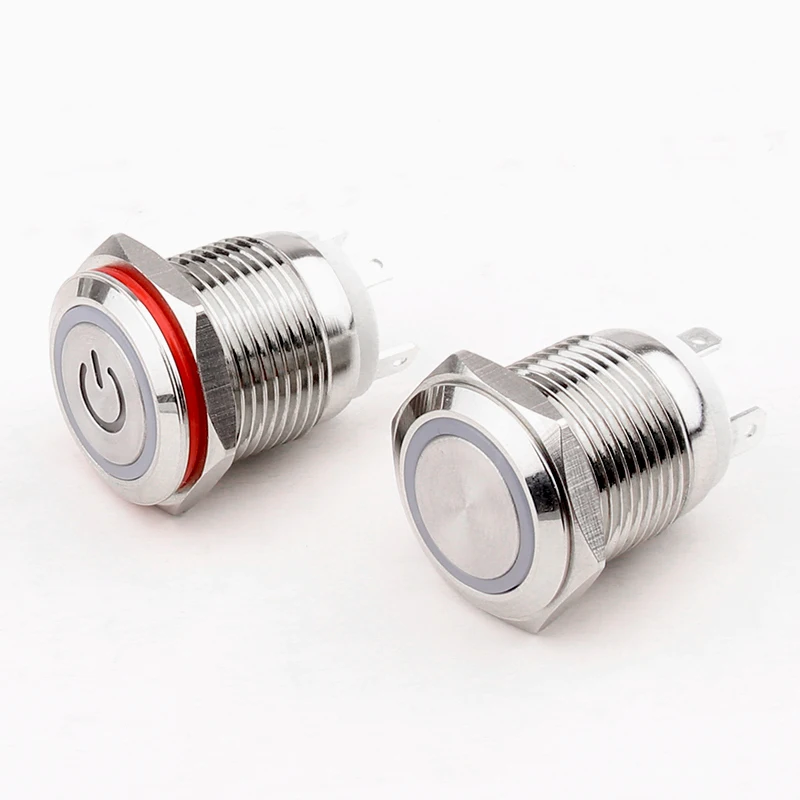 16mm latching metal push button switch 10A high current short stroke small switch 1no led