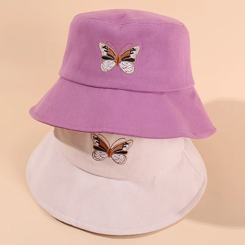 Custom Ladies Sun Cap Embroidered Butterfly Bucket Hats Wholesale Fisherman Hat