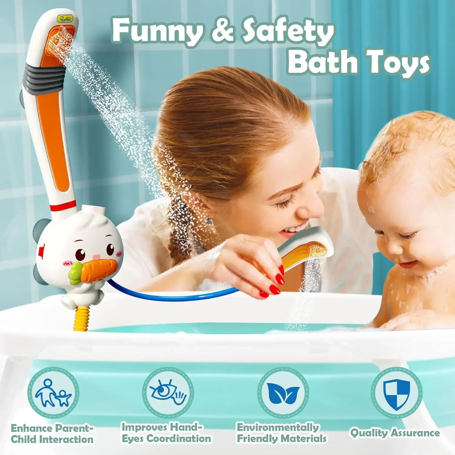 New Double Sprinkler Baby Water Spraying Kids Bath Toys Cute Rabbit Electric Shower Water Pump Bathtime Toys for Babies