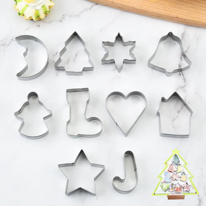 Stainless Steel Cookie Cutters Set Snowflake Bell Christmas Tree Baking Biscuit Mold Cutters For Home Kitchen Baking
