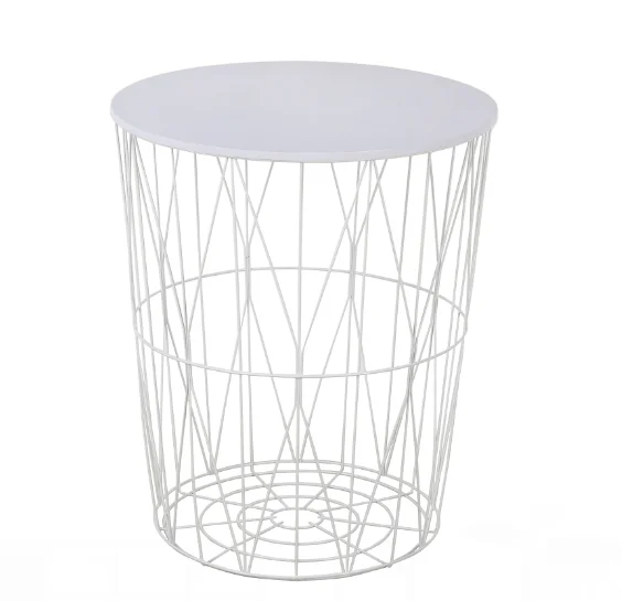 Round  Tea Coffee Desk Metal Wire Side Table for Living Room Furniture