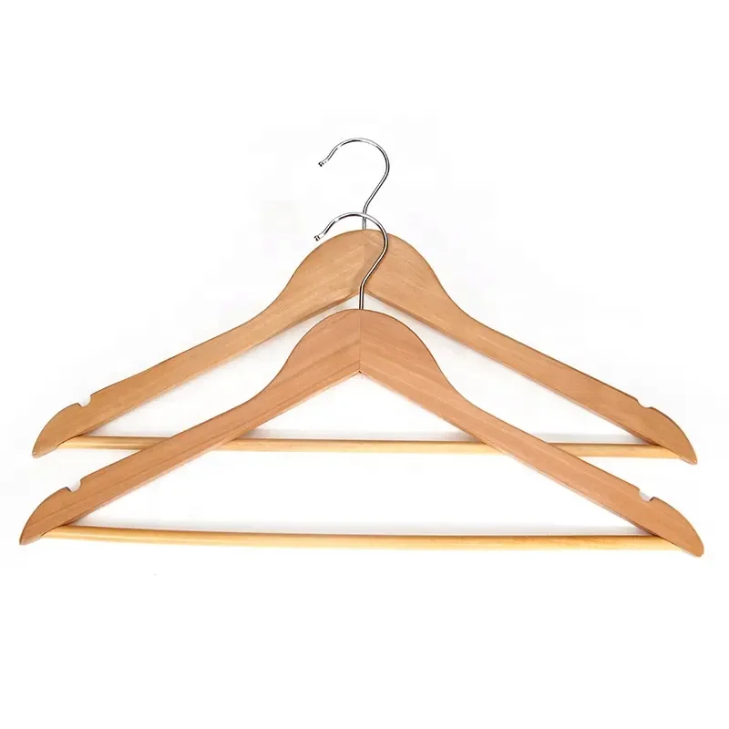 Wholesale Supermarket Supplier Non Slip Notched Closet organizer garment map Wooden coat Hangers
