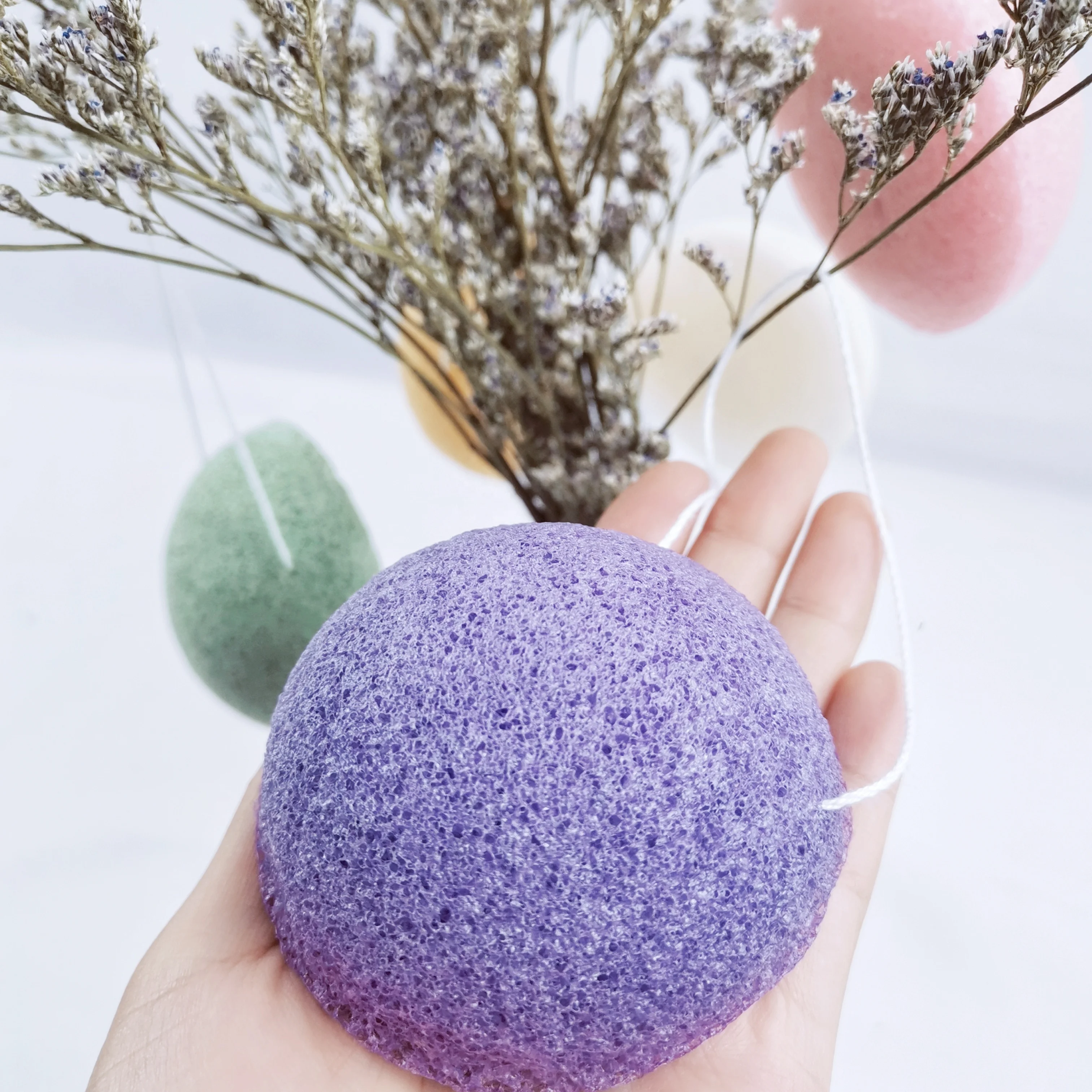  100% натуральная губка Konjac Набор круглой формы для ухода за кожей лица Органическая