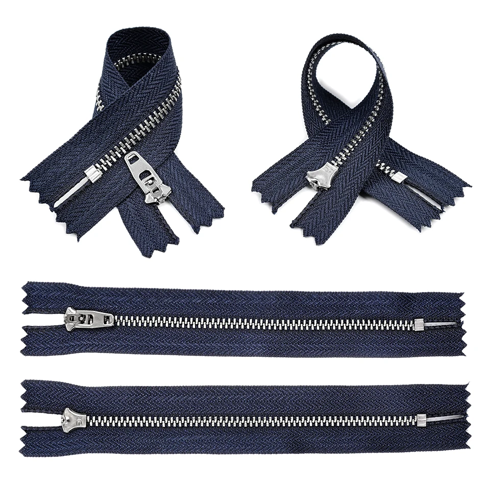 Zipper Manufacturer Direct Sale 3# 4# 5# Stainless Steel Metal Zipper for Denim Jeans Non Magnetic Custom SS Jeans Metal Zipper