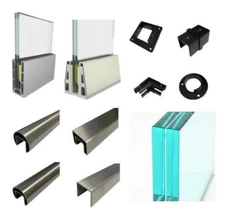 Balcony U Channel Glass Railing Handrails Decking U Channel Tempered Glass Stair Panel Railing Indoor Glass Balustrade Handrail