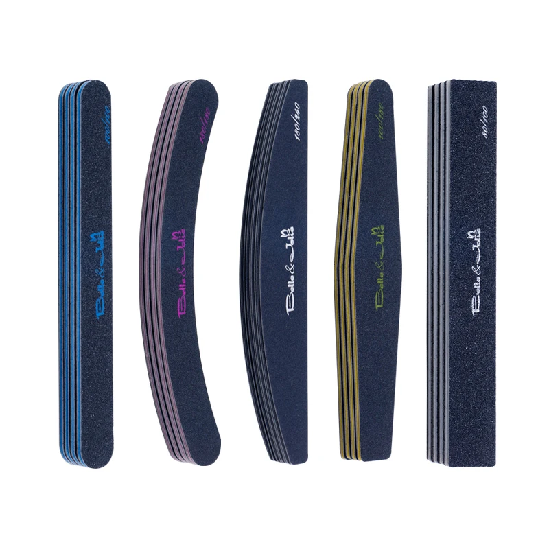 Personalised custom printed free logo private label colourful cheap 80/80 100 180 240 grit black half moon nail file