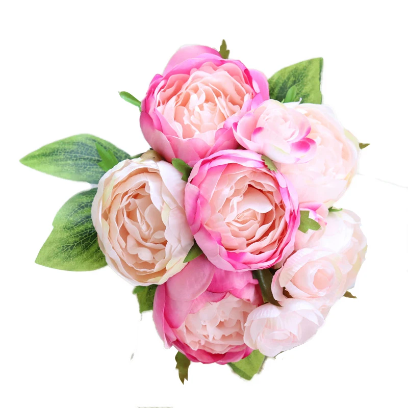 wholesale amazon fabric peonies noble color light pink white artificial silk peony flower bunch bouquet wedding backdrop
