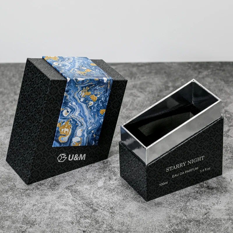 Custom Luxury Pearl Paper Hot Stamping & UV Printing Gift Arabian Perfume Packaging Storage Box for Perfume Bottles