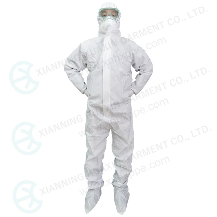 High Quality PPE Disposable Coverall Anti-Static Microporous Breathable Coveralls With Hood And Boots