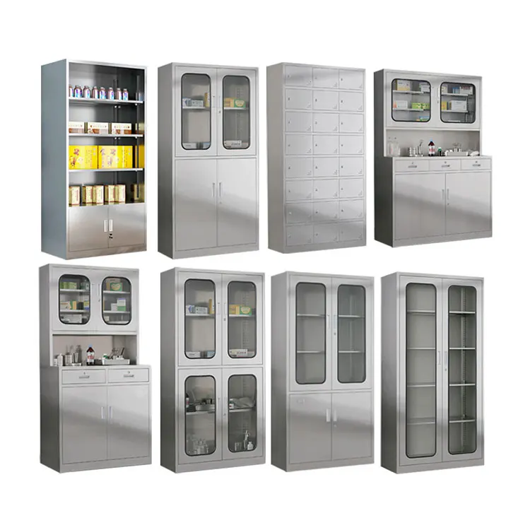 glass door cheap lockable storage filing implant stainless steel modular drawer pharmacy furniture medical hospital cabinets
