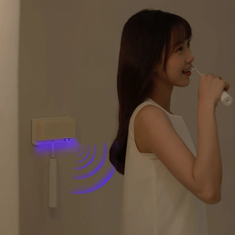 Newest bathroom wall mounted uvc heating drying sterilization uv toothbrush sterilizer holder