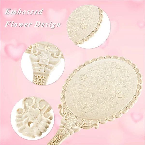 Embossed Flower Vintage Handheld Mirror