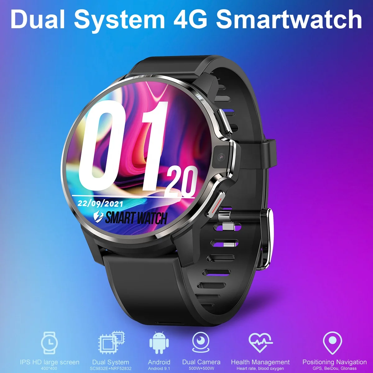 LEMFO LEMP Smartwatch 1.6 Inch HD Smart Watch Android 4G Network 4GB 64GB Smartwatch Men 2021 GPS Wifi Face ID 1050mAh Battery