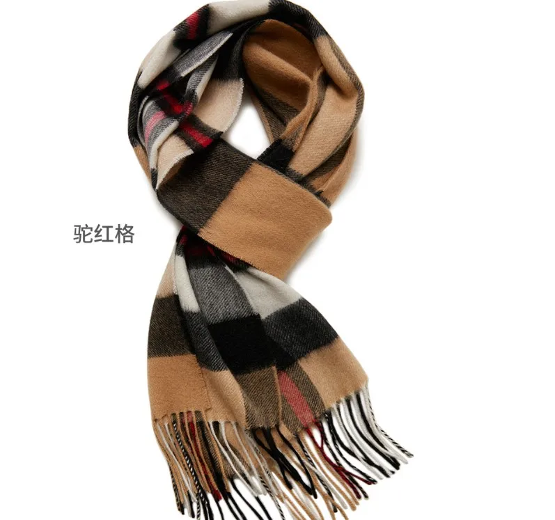 men pure 100% plaid casmere scarf hijab cashmere for women designer thick unisex cashmere plaid scarf