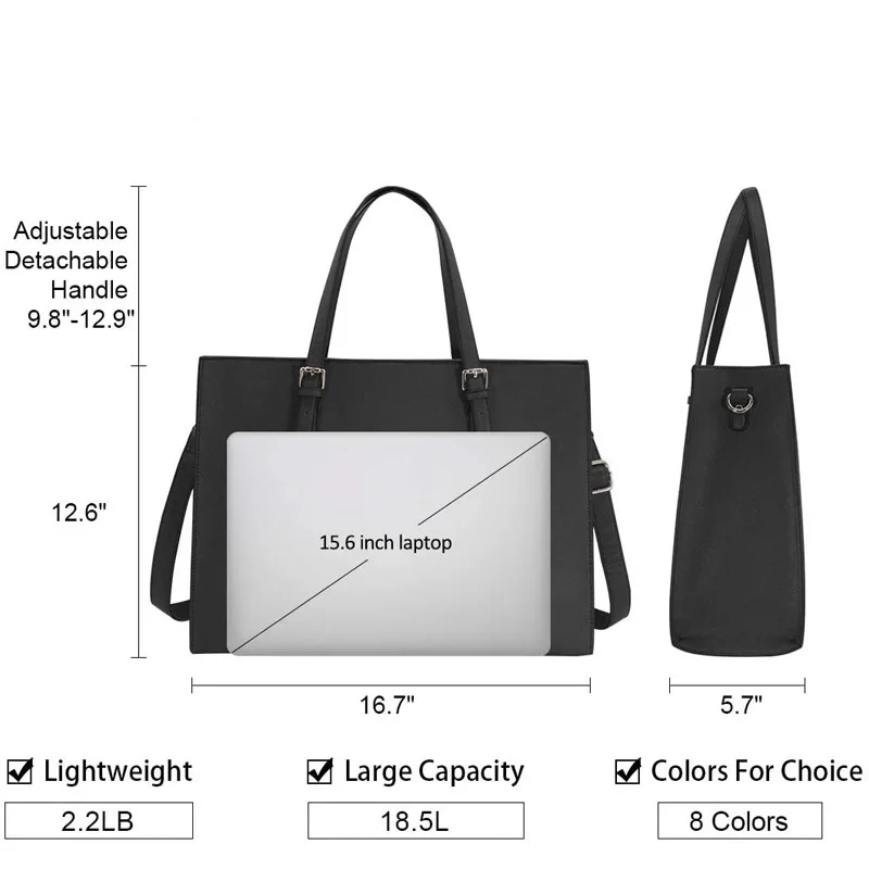Yuhong Laptop Bag for Women Waterproof Lightweight Leather 15.6 Inch Computer Tote Bag Business Office Briefcase Large Capacity