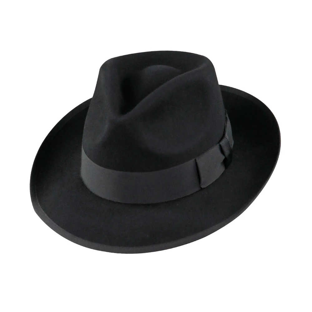 2021 Manufacturer Custom Logo Felt Fedora Women Black Fedora Hats