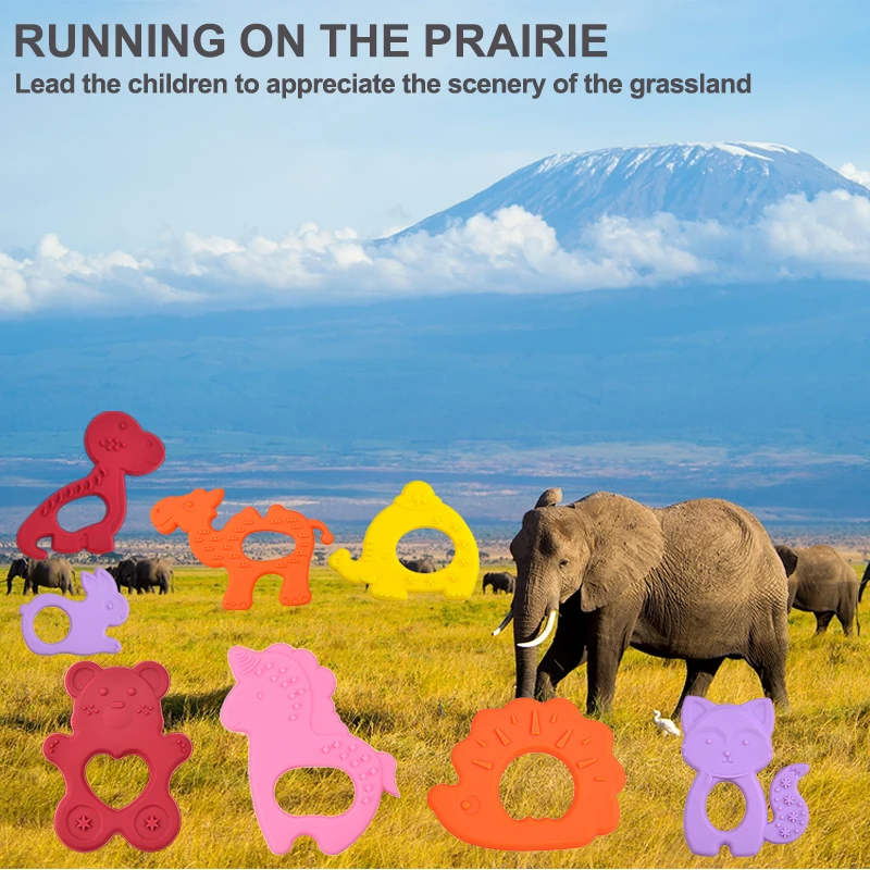 Animal Design BPA Free Chewable Teething Toy Baby Teethers Silicone Teether