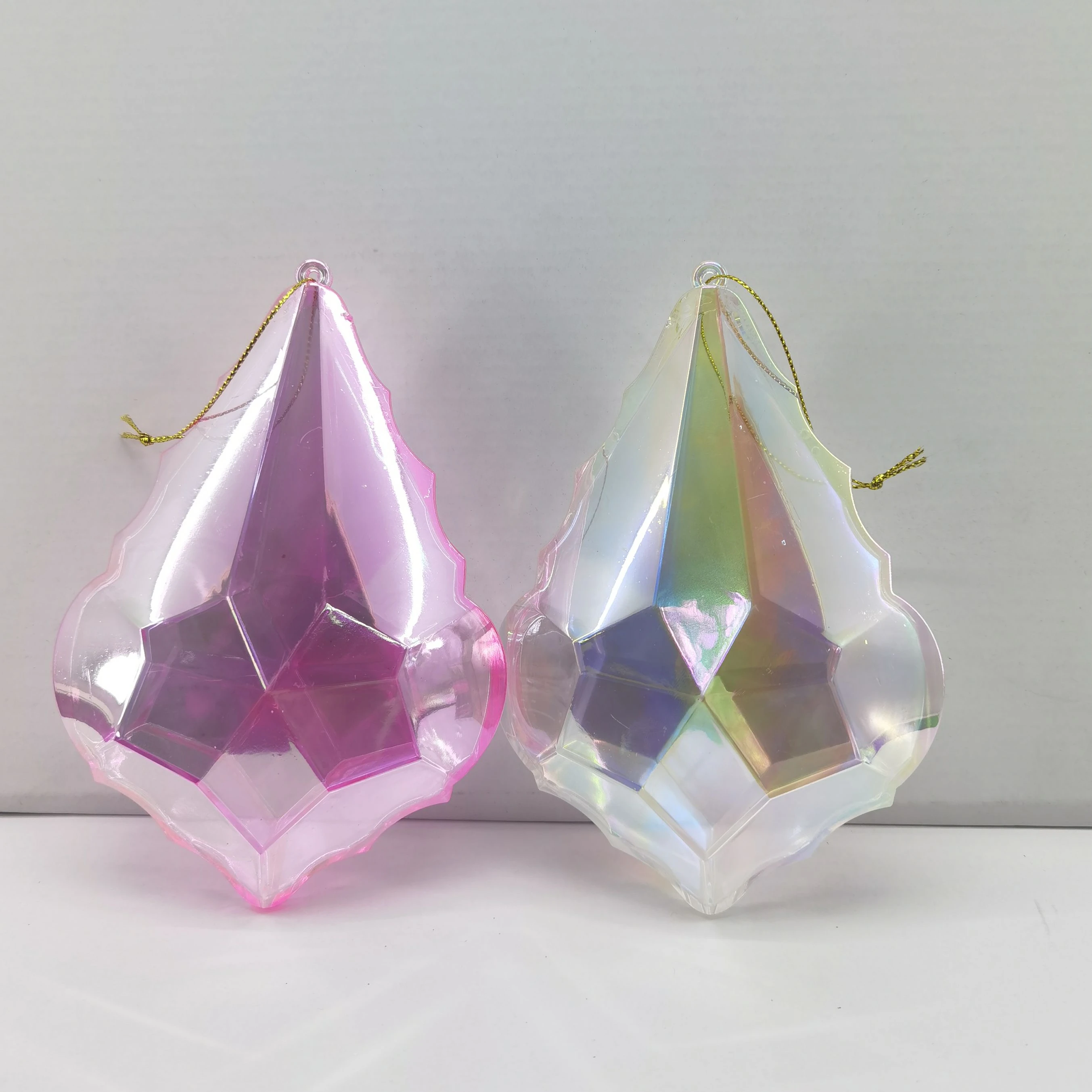 Popular 15.5cm Large Plastic Mirrored Gemstone Emerald Jewel Ornament Luxury Acrylic Gems Christmas Decorations