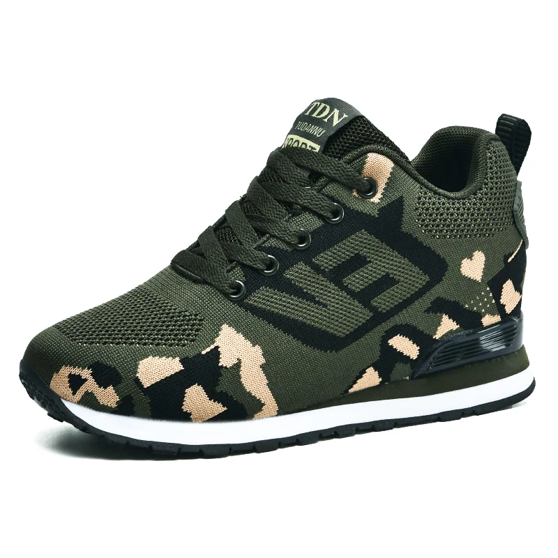 Camouflage Colour New Training Shoes Trekking Tennis Height Increasing Women Sneakers Walking Style Fitness Gym Training Shoes