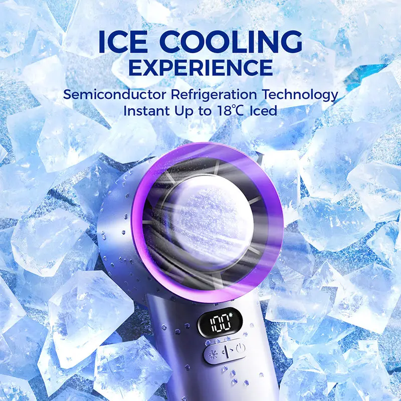 100 Gear Stepless Refrigeration Ice Cold Compress High Speed Turbine Mini Handheld Fan Semiconductor Cooling Air Cooler Fan