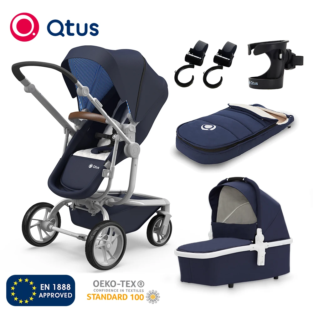 QTUS Spider - Full-Size Baby Stroller, Ventilated Seat with OKEO - TEX100 and EN1149 - 1:2006, ASTM D4966, Green - black frame