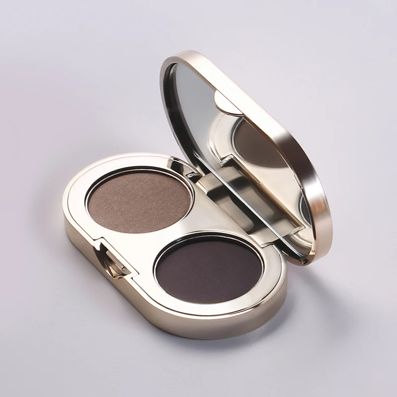 Oem Cosmetic 2 Colors Waterproof Black Tint Double Dual Effect Shaping Private Label Eyebrow Powder Makeup With Brush Set