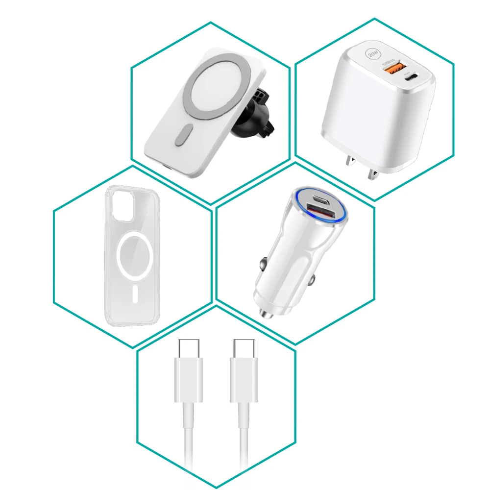 Promotional Products Mobile Phone Set 5 in 1 Magnetic Suction Charger EU US Plug pd20w Fast Charger Phone Case for iphone 13