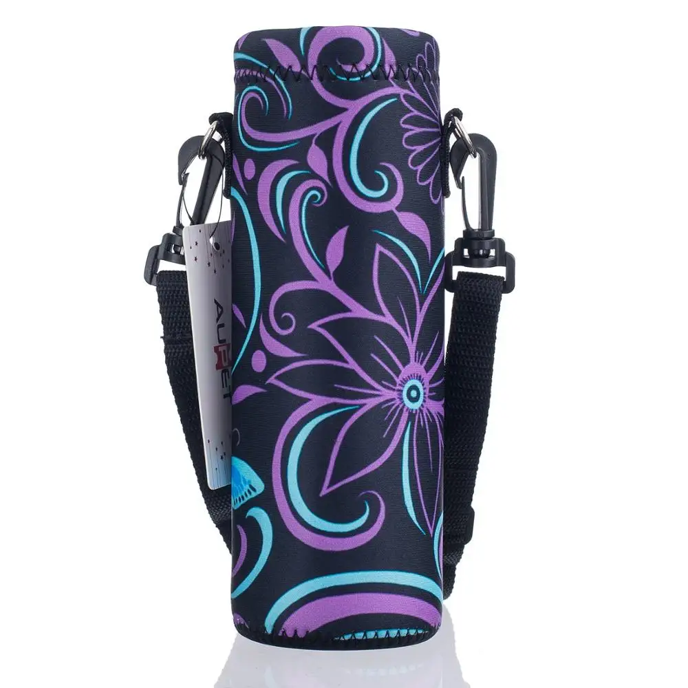 Water Bottle Carrier,Insulated Neoprene Water bottle Holder Bag Case Pouch Cover 1000ML or 750ML,Adjustable Shoulder Strap,
