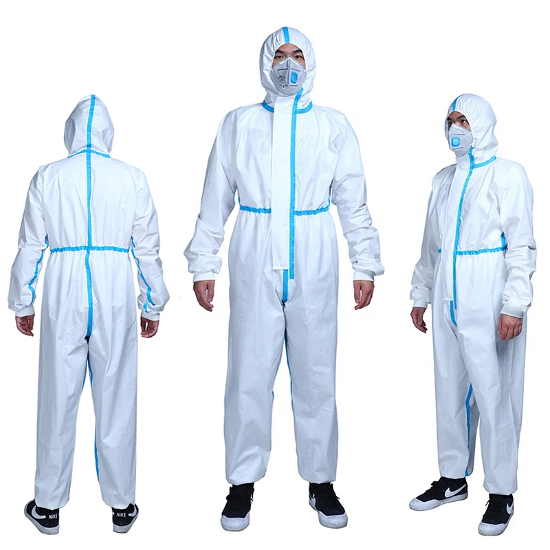 2020 New Long Sleeve Hooded Protective Suit White Protective Clothes Overall Coveralls Anti Bacterial Work Medical Suit