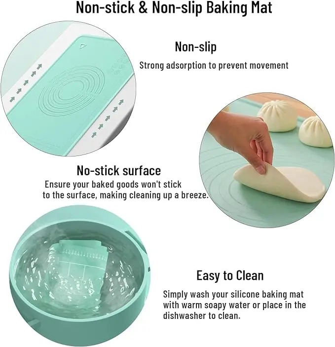 Extra Large Multipurpose Silicone Mat - Thick, Heat Resistant, Waterproof & Non-Slip Kitchen Counter Mat Kitchen Gadget Pastry