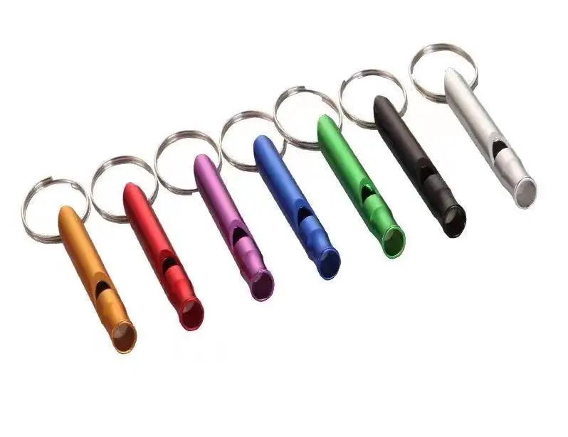 Outdoor Survival Emergency Mini Size Whistles Team Gifts Metal Multifunction Colorful Whistle Pendant Keychain Keyring
