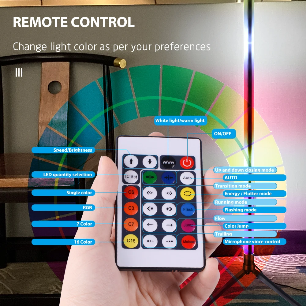 Led Floor Lamp Remote Control Led Corner Floor Lamp Light RGB Modern Dingdian LED Indoor Colors 5w PC USB Off-white 20 80 Round