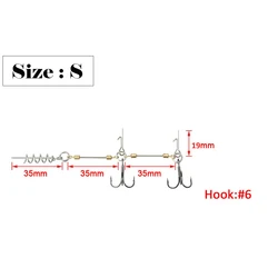 Spinpole Stinger Fishing Rig Hook for Big Shad Center Pin Screw Connector Set Pike Bass Perch Bait Barbed Sharp Treble Fish Hook