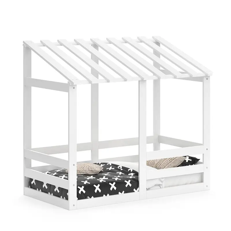 Wholesale Modern Luxury Baby Floor Beds Single House Solid Pine Wood Toddler Bed for Kids