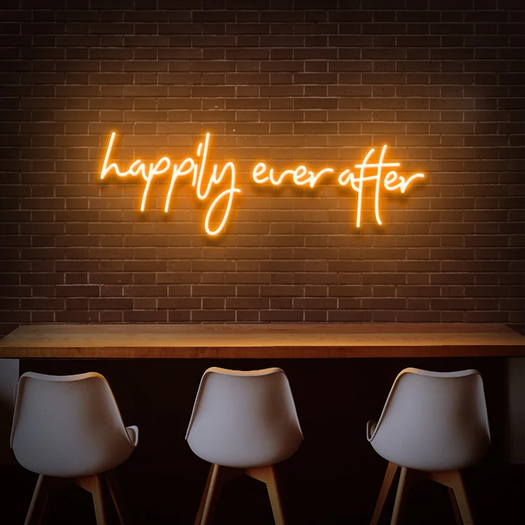 Koncept Drop Shipping 30inch Happily ever after  neon wings Neon Light Advertising Custom LED Neon Sign