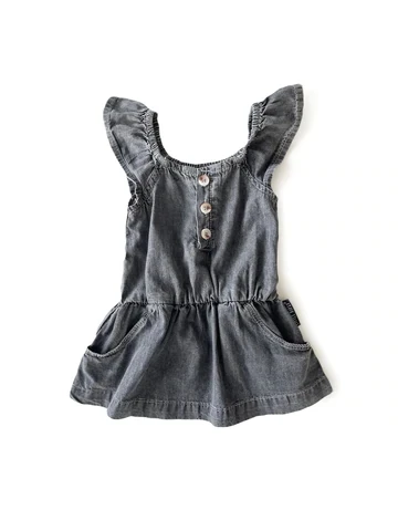 Cute baby girls summer flutter dress sleeveless solid pockets tunic dress