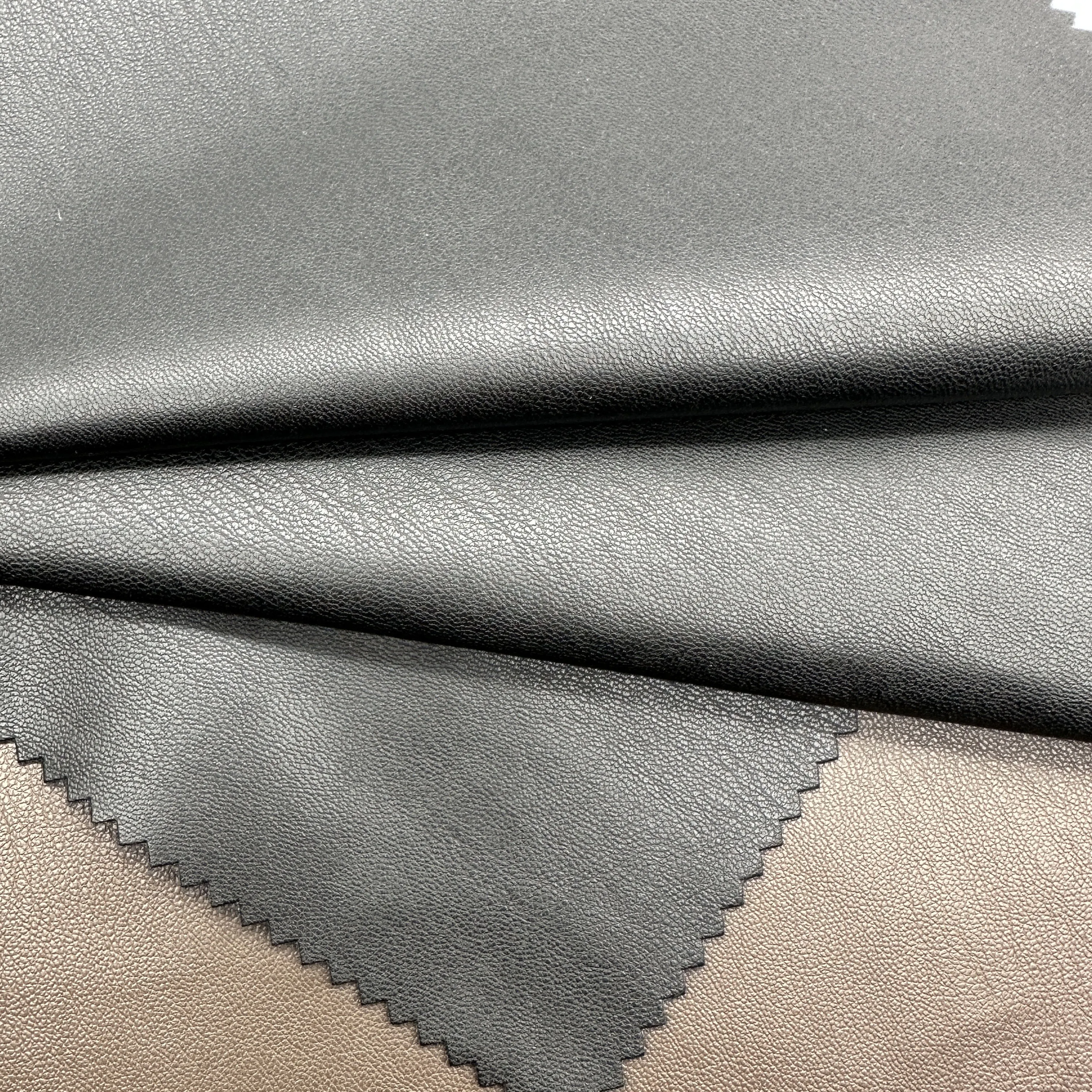 High Quality Pu Vegan Leather Suede backing Soft Leather fabric New Design vegan leather Fabric For Jacket