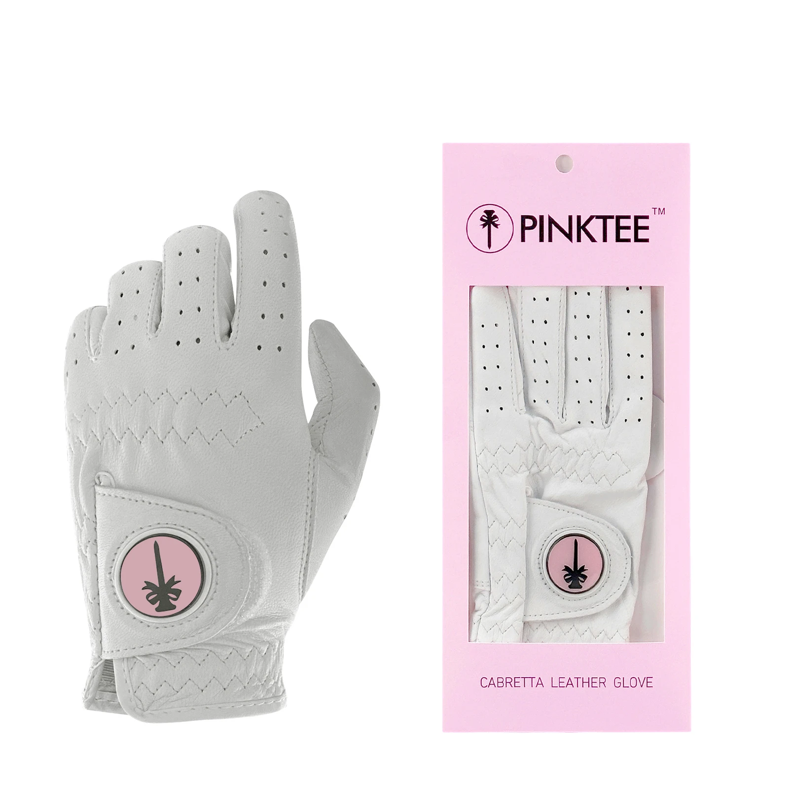 Customized Women Cabretta Golf Glove - Premium Genuine Leather All Weather Ideal Golf Team Gloves with Ball Marker (Left Hand)
