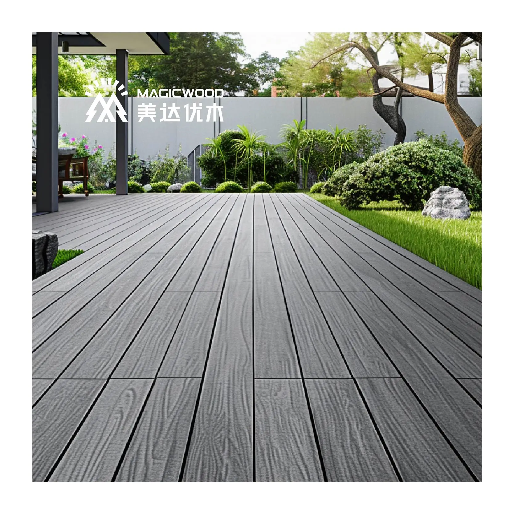 Hot selling 2024 round hollow backyard co-extrusion wpc solid board decking wood edge cover for decks