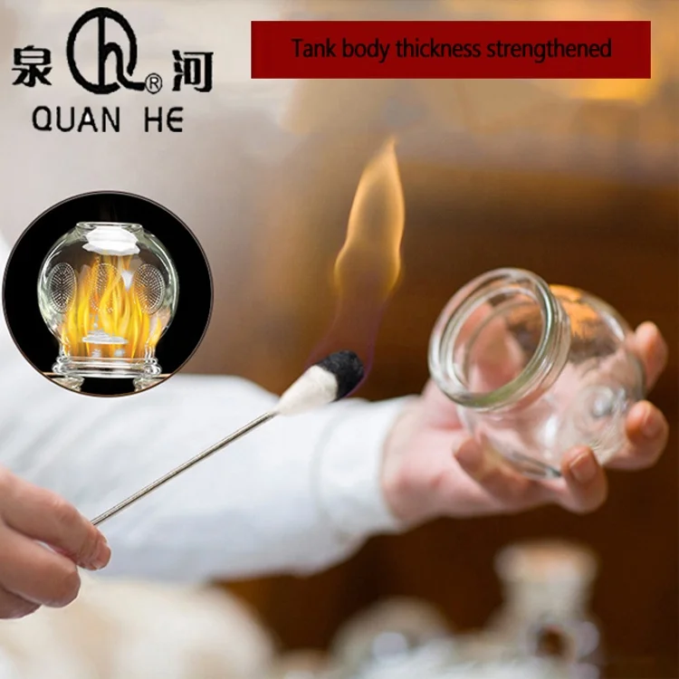 QUAN HE brand Home glass cupping set cupping machine cupping machine fingerprint can five sizes hijama cups
