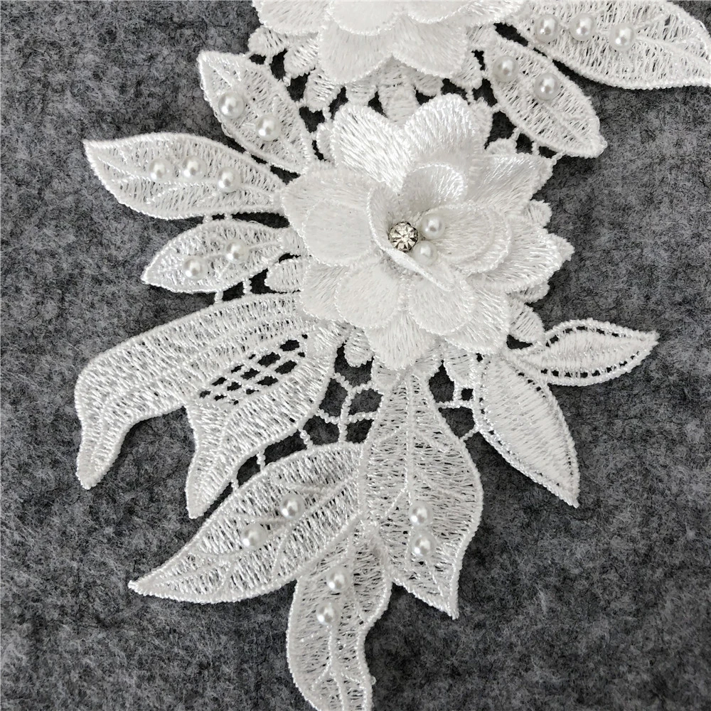 Markdown Sale Luxury Polyester Lace 3D Flower Embroidery Lace Patches For Traditional Apparel
