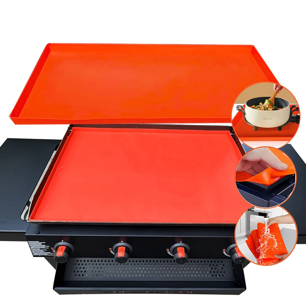 Food grade BBQ outdoor grillmatte grill protective mat 36inch silicone griddle mat cover for blackstone