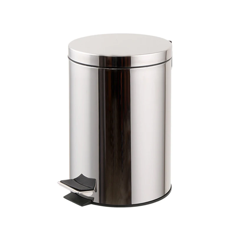 Stainless Steel Bin Round Shape Waste Trash Can 12L Home Trash Can Kitchen Household Hospital Pedal Dust Bin