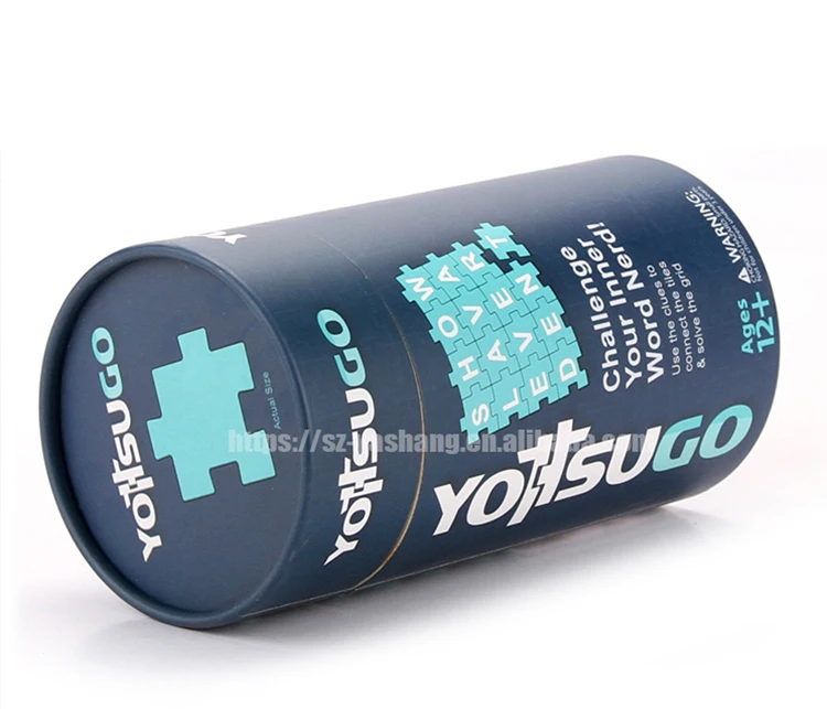 Blue printing rolled edge cylinder round box for toy packaging customized round carton tube