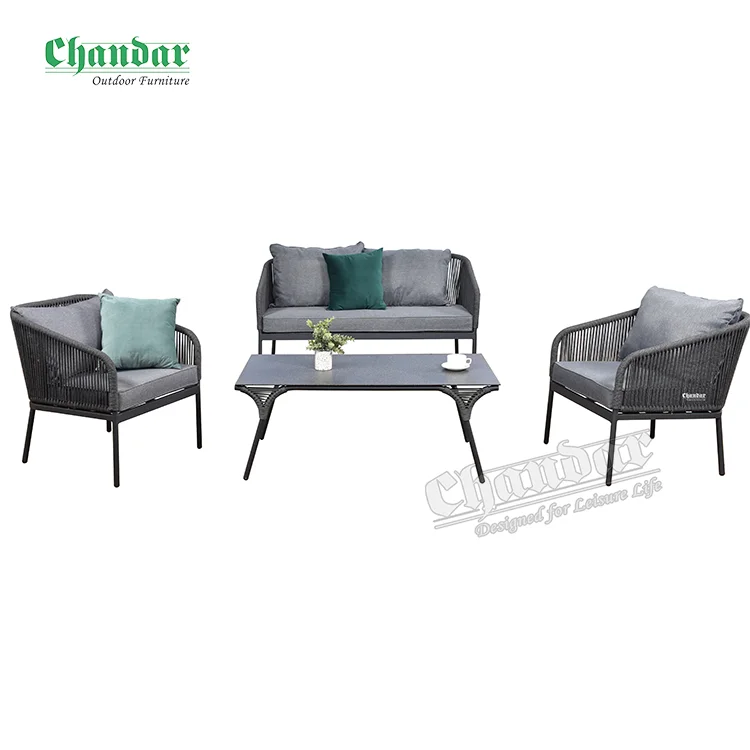 Популярные садовые патио мебель набор разговор садовая мебель веревочный диван