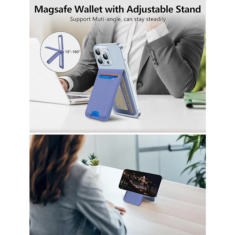 2024 модный кошелек MagSafe с зеркальным кожаным магнитным держателем для iPhone регулируемой подставкой и открытым окном