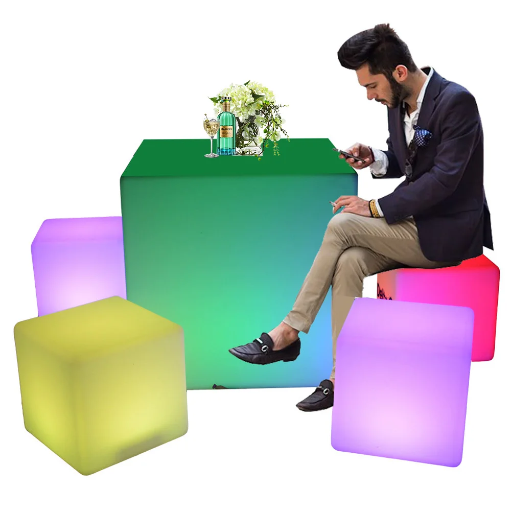 garden event party wedding nightclub Glow in the Dark Furniture LED ice Bucket Bar Table chair furniture stool sofa set